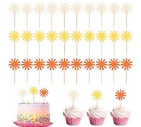 36pcs Sun Cupcake Toppers, 3 Colors Little Sunshine Cake Topper Sunshine Cupcake Toppers Cake Decorations Sticks for Birthday Cake Decoration