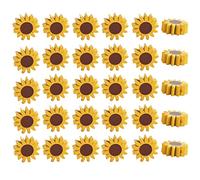 36Pcs Sunflower Wooden Beads Hemp Rope Tassel Flower Beads Spacer Beads Loose Beads Decorative Bead Accessories for DIY Crafts Necklace Earring Bracelet Jewelry Making Garland Tree Home Decor