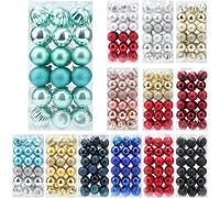 36pcs Teal Christmas Balls Ornaments for Xmas Tree, 6cm/2.4" Plastic Shatterproof Christmas Ornaments Ball Colored and Glitter Christmas Party Decoration with Hooks(Random Color)