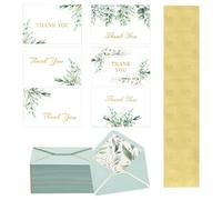 36Pcs Thank You Cards Wedding with Envelopes Thankyou Cards Multipack | Green Leaf Natural Design 6 Styles Thick Premium Cardstock With Envelopes Stickers For Weddings Baby Showers Birthdays