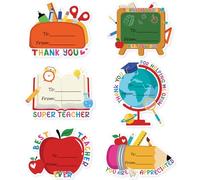 36Pcs Thank You Teacher Stickers, Teacher Appreciation Gifts Labels, Self-Adhesive Name Tags for Teachers Day End of the Year Retirement Envelope Seals Gifts Cards Wrap Decorations (Shape A)