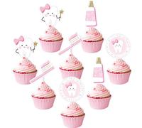 36Pcs Tooth Cupcake Toppers Pink First Tooth Cake Decorations Dental Themed Baby Shower Cupcake Toppers Dentist Party Decor for Girls Dental Graduation Birthday Party Baby Shower Decor Supplies