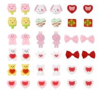 36pcs Valentine Squishy Toys for Mochi, Mini Soft Valentine Squishy Squeeze Toys Stress Decrease Love Heart Tulip Bear Styles Valentine Day Toys for Kids Party Favor Card Gift Exchange