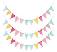 36PCS Waterproof Burlap Bunting, 12M Pastel Outdoor Bunting Banner, Indoor & Outdoor Decor Garlands, Rainbow Colorful Bunting Flags for Weddings, Baby Showers & Garden Parties