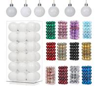 36Pcs White Baubles for Christmas Tree Decorations,40mm/1.57" Small Xmas Bauble Hanging Ball,Christma Balls Ornaments with String,Shatterproof White Christmas Baubles for Xmas Tree Holiday Party Decor