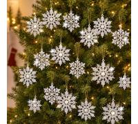 36Pcs White Snowflake Ornaments for Christmas Tree, Snowflake Decorations | Snowflake Ornaments,4 Size Christmas Tree Decorations Snow Flakes for Christmas, Winter, Party
