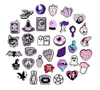 36pcs Witch Shoe Charms for Women, Black Magic Cool Girls Shoe Decorations Charms for Sandals and Shoes, Halloween Christmas Thanksgiving Birthday Gifts Party Favors, Polyvinyl Chloride, No Gemstone