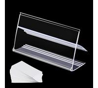 36pcs Wood Shelf Label Holder Plastic Price Tag Holder Supermarket Retail Sign PVC Clear Shelf Label Holder (Includes 50 Pieces Label Inserts) Perfect Fits 25 mm Wooden Shelving.
