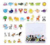 36PCS Wooden Animal Magnets - Cartoon Magnetic Animal Fridge Magnets & Wall Stickers - Educational Learning Toys for Magnetic Whiteboards, Photos & Office Refrigerator