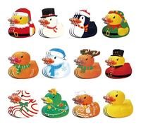 36Pcs Wooden Ducks Ornaments Set, 12 Unique Designs - Durable & Fade-Resistant Wood Hanging Decor for Tree, Home, Wrapping - Ideal for Family & Friends