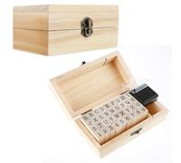 36Pcs Wooden Rubber Letters Alphabet Numbers Stamps, Mini Wood Rubber Stamps Set with Black Ink Pad and Vintage Storage Box for DIY Craft Card Making Scrapbooking Planner
