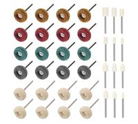 36pcs Wool Felt Scouring Pad Buffing Wheels Set with 3mm Shank, Electric Rotary Tools Polishing Head Set, Abrasive Buffing Attachment for Jewelry Glass Metal Wood Sanding Dusting Polishing