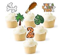 36pcs Yabba Dabba Two Cupcake Topper, Caveman Theme Party Cake Decorations, 2nd Birthday Decorations Supplies