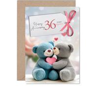 36th Anniversary Card for Women and Men, Bears in Love