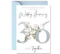 36th Anniversary Card for Women Men - Fancy Floral Flowers - Happy 36 Year Anniversary Card for Companion Boyfriend Girlfriend Partner, A5 Wedding Anniversaries Greeting Cards