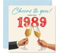 36th Anniversary Card for Women Men - Cheers! Married Since 1989 - Happy 36 Year Anniversary Card for Husband Girlfriend Companion Boyfriend, 145mm Wedding Anniversaries Greeting Cards