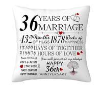 36th Anniversary Cushion Cover Gift for Him Her, 36 Years Anniversary Wedding Gifts Decorations for Couple Boyfriend Girlfriend Men Women Husband Wife, 36 Years of Marriage Pillow Case 45x45cm