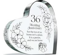 36th Anniversary Plague Gifts for Husband Wife - Home is a Person - Happy 36th Wedding Anniversary Present for Partner, 100mm x 100mm Acrylic Heart Keepsake for Thirty-Sixth Anniversaries
