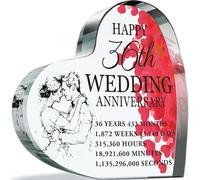 36th Anniversary Plaque Gifts for Wife Husband - Happy 36th Wedding Anniversary - I Love You Romantic Acrylic Heart Gift For Women Men, 100mm x 100mm Present For Couples Thirty-Sixth Anniversaries