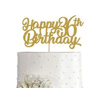36th Birthday Cake Topper, Gold Glitter Cheers To 36 Years Party Decoration, Supply