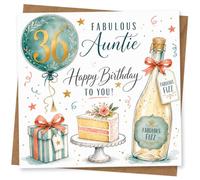 36th Birthday Card for Aunty, Balloon Cake Design
