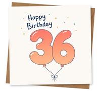 36th Birthday Card for Her, Cute Balloon Confetti Design