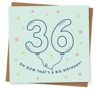 36th Birthday Card for Her, Funny Starry Balloon Design