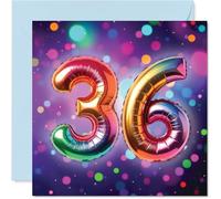 36th Birthday Cards for Women and Men, Rainbow Foil Balloon