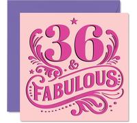 36th Birthday Cards for Women - Fabulous - Happy Birthday Card for 36 Year Old Woman Sister Neighbour Niece Cousin, 145mm Bday Greeting Cards