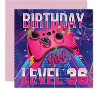 36th Birthday Cards for Women - Gamer Level - Happy Birthday Card for 36 Year Old Woman Neighbour Cousin Auntie Niece, 145mm Bday Greeting Cards