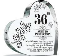 36th Birthday Plaque Gifts for Women Men - Aged to Perfection - Acrylic Heart Keepsake Gift for 36 Year Old Woman Man Her Him, 100mm x 100mm Present For Friends Family