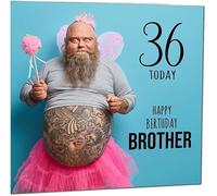 36th Brother Funny Birthday Card - Bearded Man Bros Funny Brothers Birthday Card for 36 Year old thirty six, thirty sixth