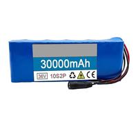 36V 30Ah Electric Scooter Battery Pack Rechargeable Lithium Batteries for Electric Bicycles 10S2P Waterproof PVC Lithium-Ion Batteries with 42V 2A Charger