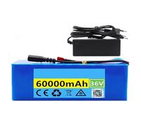 36V 60AH Electric Bicycle Battery 10S4P Folding Scooter Replacement Battery Built-In Protection Board Waterproof PVC Material Large Capacity Battery XT30