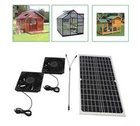 36W 12V Solar Panel Kit with Dual Exhaust Fans,Monocrystalline PV Module for Greenhouse RV Pet House Cooling,IP65 Waterproof No for battery Required