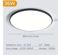 (36W Cold White, Black) 1pc LED Ceiling Light, Modern Round Ceiling Lamp, Waterproof Slim Multicolor Available For Bedroom Living Room Bathroom Balcony