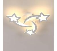 36W LED Ceiling Lights, Modern Star-Shaped Chandelier Ceiling Lamp White Acrylic Panel Lighting Fixture Geometric Modeling Design, φ70cm