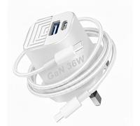 36W Super Fast Charger with Cable for TCL 605 405 505 60 SE 50SE (WHITE)