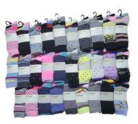 36x Pairs of Women's Socks Assorted Multi Design Pattern Multipack Wholesale Job Lot Mystery Socks Ladies UK Size 4-8