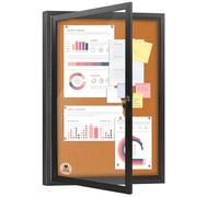 36x24 Inch Outdoor Enclosed Bulletin Board with Locking Door - Weatherproof & Tamperproof Cork Notice Board - Black Aluminum Frame