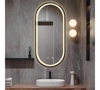 36x24 Inch Oval Lighted Bathroom Vanity Mirror - Dimmable 3-Color Anti-Fog Smart Mirror with Touch Switch, Wall Mounted Aluminum Frame (Black)