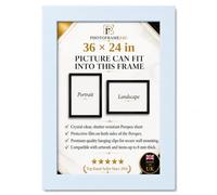 36x24 Inch White Picture Frame for Wall Mount | Wood Effect Photo Frame with Clear Perspex glass | Portrait or Landscape Frame for Posters, Certificates, Puzzles & Home Décor