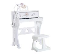 HOMCOM Kids Mini Electronic Keyboard w/Stool & Microphone & Music Stand (White) | TJ Hughes White