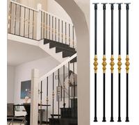37.4" Tall Metal Spindles Railing for Staircase/Deck Guardrail Repair, Adjustable Angle Stair Banister Post with Installation Screws(Pack of 5)