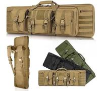 37" 42" 47" 55" Soft Double Rifle Bag, Portable Long Rifle Bag, with Lockable Zipper and Backpack Strap, Rifle Backpack Rifle Bag Gun Case for Outdoor Hunting Shooting(Khaki,55in/140cm)