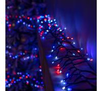 37.5m 3000 LED Christmas Cluster Multi-Action String Lights with Timer in Blue, Red & White