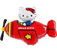 37" Hello Kitty In Red Aeroplane Foil Balloon - Inflate With Air/Helium (CS82)