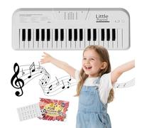 37 Keys Kids Piano Keyboard, Portable White Electronic Music Toy for Toddlers Ages 2-6, Educational Instrument with Songbook Stickers, Birthday Christmas Gifts for Boys Girls