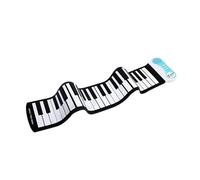 37 Keys Roll Up Piano, Portable Silicone Electronic Keyboard Piano, 8 Tones, 6 Demo Songs, USB Powered, with Record Function, Black + White