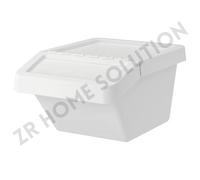 37 L White Plastic Storage Bin with Lid - Stackable Box Recycling Wastebin New